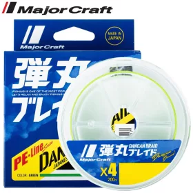   Major Craft Dangan Braid X4 0,19mm 150m Fluo Green Fonott Zsinór