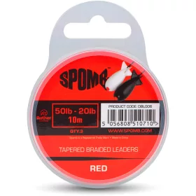   Spomb Tapered Braided Leaders Red Braided Tapered 0.38mm-0.20mm Casting Leader 3pcs