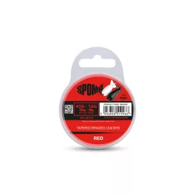   Spomb Tapered Braided Leaders 0.35mm-0.18mm Red Braided Casting Leader 3x10m