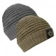 Vass-Tex Fleece Lined Ribbed Beanie Brown Hat with Rubberized Logo