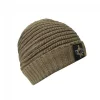 Vass-Tex Fleece Lined Ribbed Beanie Brown Hat with Rubberized Logo
