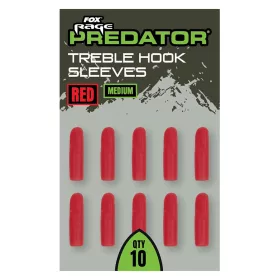 Fox Rage Predator Red Medium Treble Hook Rubber Sleeve 10pcs