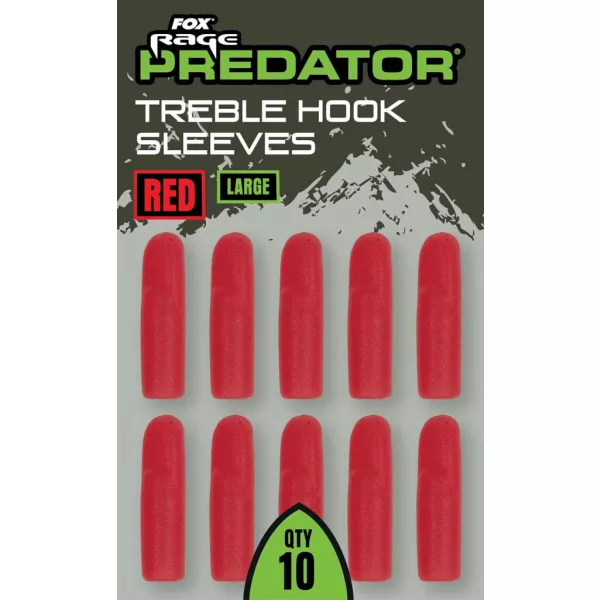 Fox Rage Predator Red Large Treble Hook Rubber Sleeve 10pcs