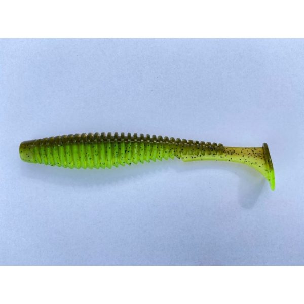 FISHUP U-Shad 10,16cm (8pcs.), #204 - Green Pumpkin/Chartreuse Plastic artificial bait