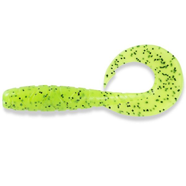 FISHUP Mighty Grub 11,43cm (4pcs.), #055 - Chartreuse/Black Plastic lure