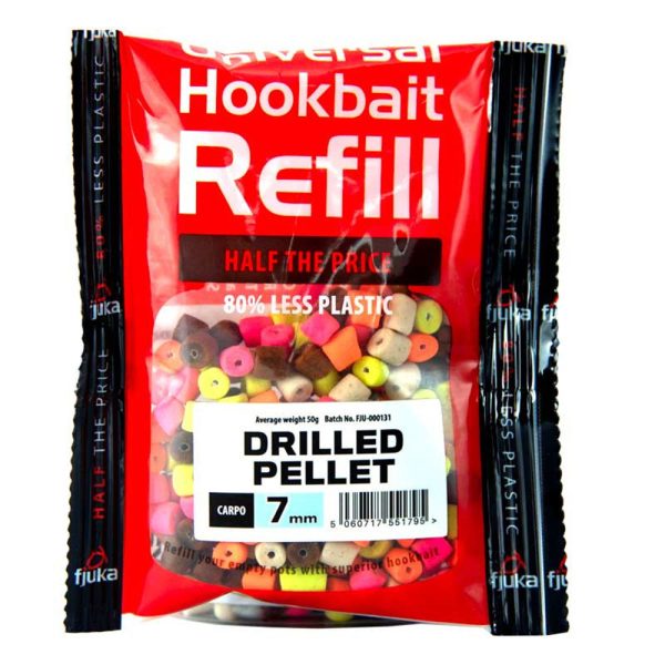 Fjuka Drilled Pellets Carpos MC 7mm Hookbait Refill in Packaging 50gr