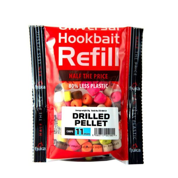 Fjuka Drilled Pellets Carpos MC 11mm Hookbait Refill in Packaging 50gr