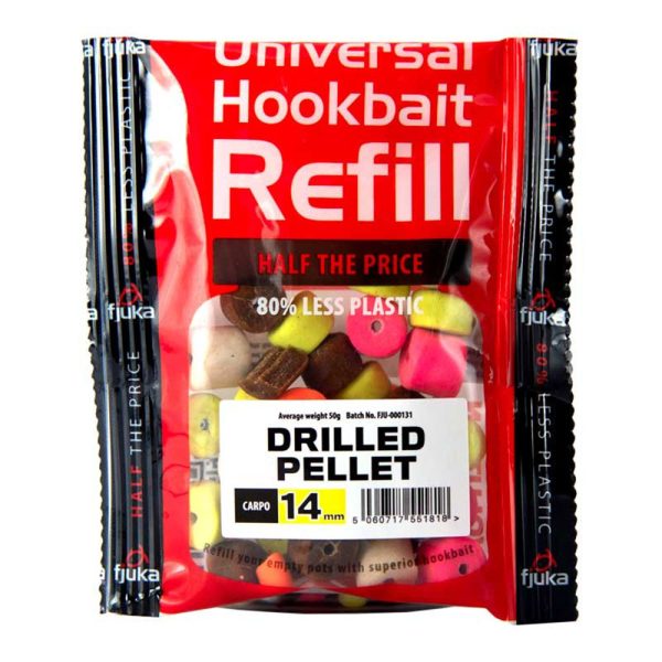 Fjuka Drilled Pellets Carpos MC 14mm Hookbait Refill in Packaging 50gr