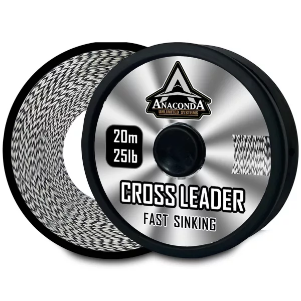 Anaconda Fast Sinking Cross Leader Black-White 25lb 20m Braided Leader Line