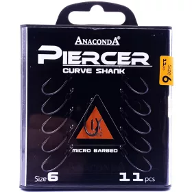Anaconda Piercer CurveShank 6 Eyed, Barbed Carp Hook 11pcs