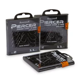 Anaconda Piercer Longshank 8 Eyed, Barbed Carp Hook 11pcs