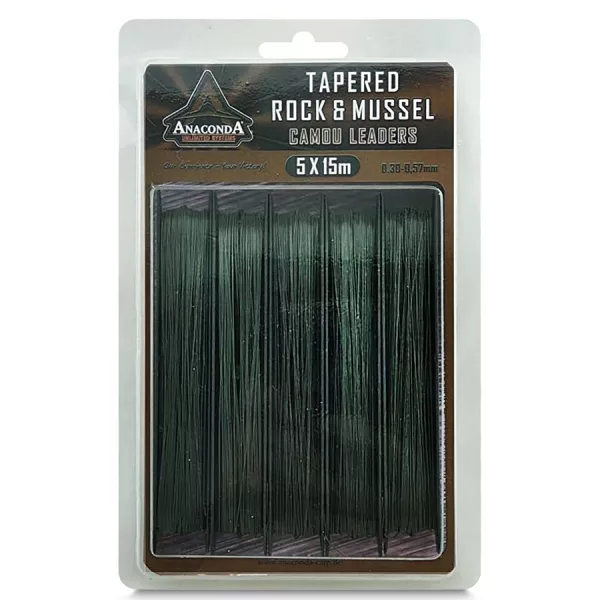 Anaconda Tapered Rock & Mussel Camou 0.30-0.57mm 15m Leader Line 5pcs