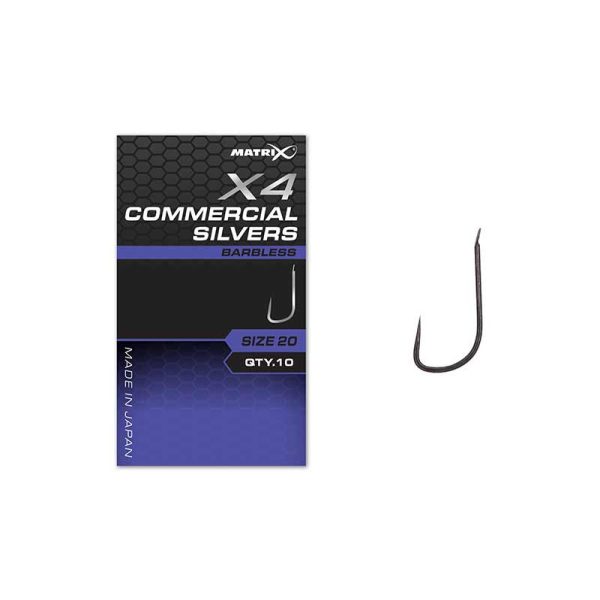 Matrix X4 Commercial Silvers 16 Barbless Flap, Beardless Hooks 10pcs