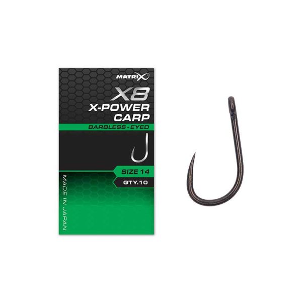 Matrix X8 X-Power Carp 14 Barbless Earless Beardless Hook 10pcs