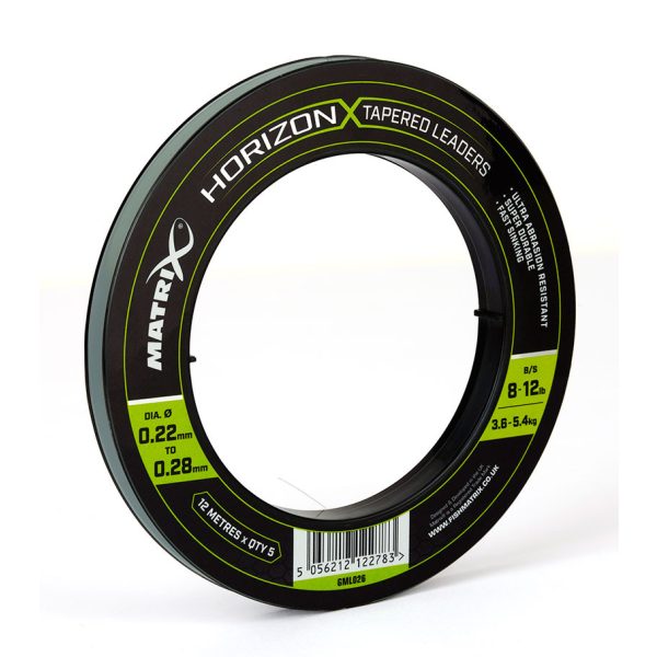 Matrix Horizon® X Tapered Leaders Matrix Horizon X Tapered Shock Leader - 8lb / 12lb (12m) x5 monofilament braid