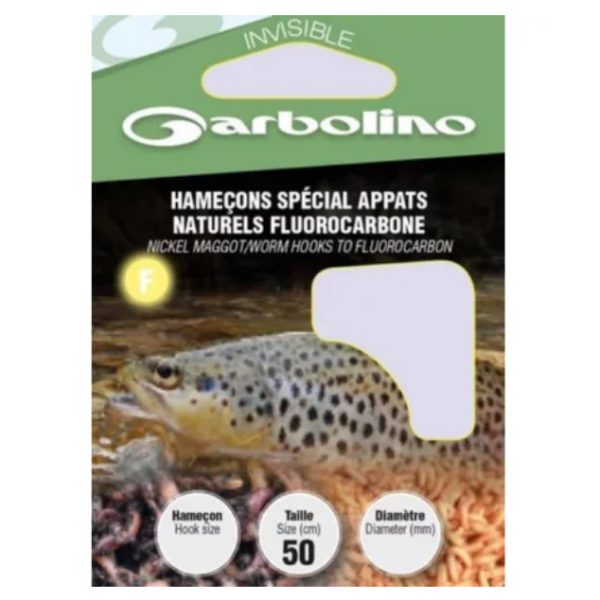 Garbolino Maggot/Caster Hooks To Nylon 18 Flats, Bearded Monofilament Pre-tied Hooks 10pcs