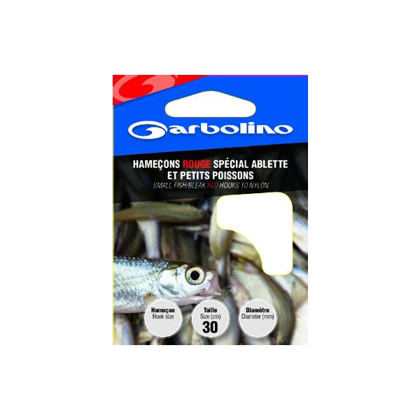 GARBOLINO SMALL FISH/BLEAK RED HTN 22 (SIZE 22 LINE 0,07mm) prebaited hook