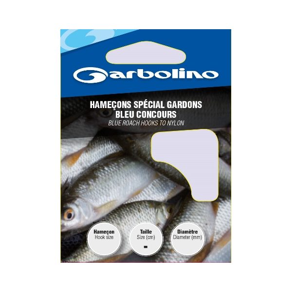 Garbolino Blue Roach Hooks To Nylon 20 Flats Bearded Monofilament Pre-Hooked Hooks 10pcs