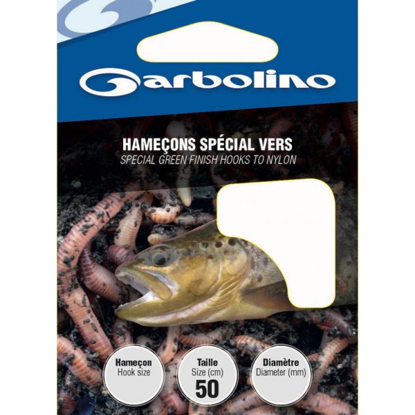Garbolino - WORM HOOKS SPECIAL TROUT L16 H6 - Monofilament prebaited hook - Prebaited hook - Bearded hook, Flat hook