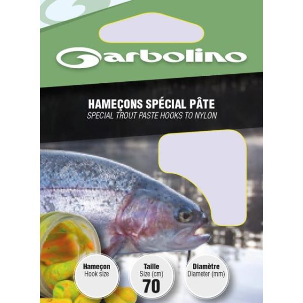 Garbolino Trout Paste Hooks To Nylon 6 Flats, Bearded Monofilament Pre-tied Hooks 10pcs