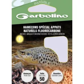   Garbolino Nickel Maggot/Worm Hooks To Fluorocarbon 12 Spade End, Barbed Monofilament Pre-tied Hook 10 pcs