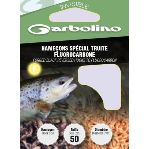 Garbolino Forged Black Reversed Hooks To Fluorocarbon 12 Flap, Bearded Monofilament Pre-tied Hook 10pcs