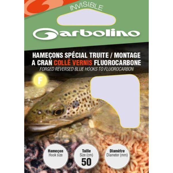 Garbolino Forged Reversed Blue Hooks To Fluorocarbon 12 Flap, Bearded Monofilament Pre-Hooked 10pcs