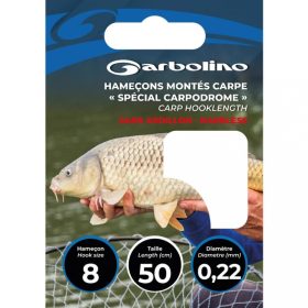   Garbolino Special Carpodrome Hook To Nylon 0.20mm 50cm 12 Spade-end, Barbless Monofilament Pre-tied Hook 10pcs