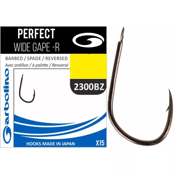 Garbolino Perfect Wide Gape-R 2300BZ 12-Card Barbed Carp Hook