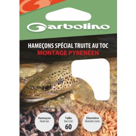   Garbolino Special Trout Hooks / Pyrenean Rig 14 Spade End, Barbed Monofilament Pre-tied Hook 10 pcs