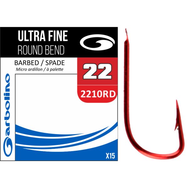 Garbolino SUPRA FINE RED ROUND BEND / 2210RD 22 hooks