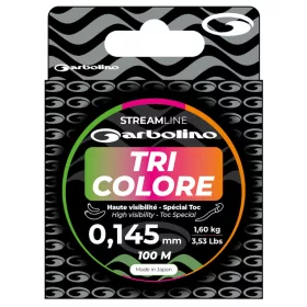   Garbolino - STREAMLINE TOC TRI-COLORE HAUTE VISIBILITE - 100M - Mainline - Monofilament line - Trout line