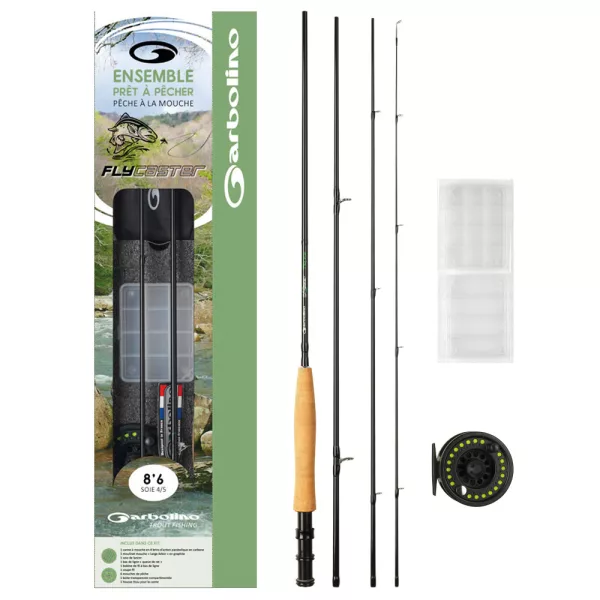 FLY COMBO 86 - #4/5 - ROD + REEL + FLY LINE + BOX + 6 FLIES + CONICAL RIG + LINE CUTTER + NYLON SPOOL Fly rod