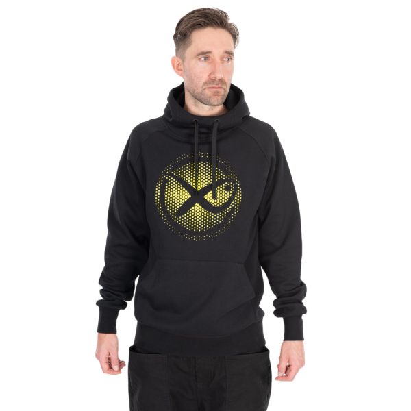 Matrix Large Fade Logo Black-Lime Hooded Sweatshirt M