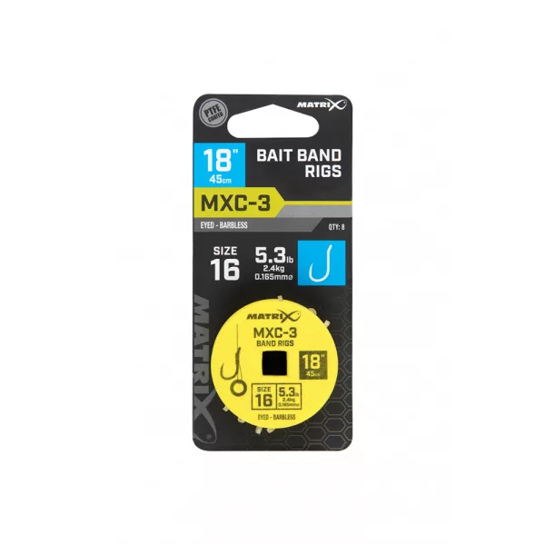 Matrix MXC-3 16 Barbless, Eyed 2.4kg 45cm Pre-tied Hook 8pcs