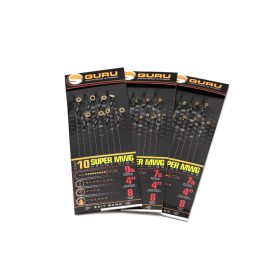   Guru SMWG Bait Bands 10 Barbless, Eyed Monofilament Pre-tied Hook 8 pcs