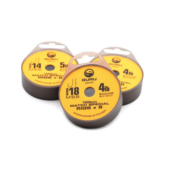 Guru Match Special Rig 18 Bearded, Flat Monofilament Pre-tied Hook 8pcs
