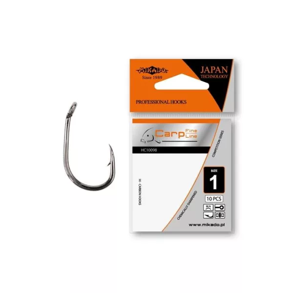 Mikado Carp Fine K4 8OL Eyed, Barbed Carp Hook 10pcs