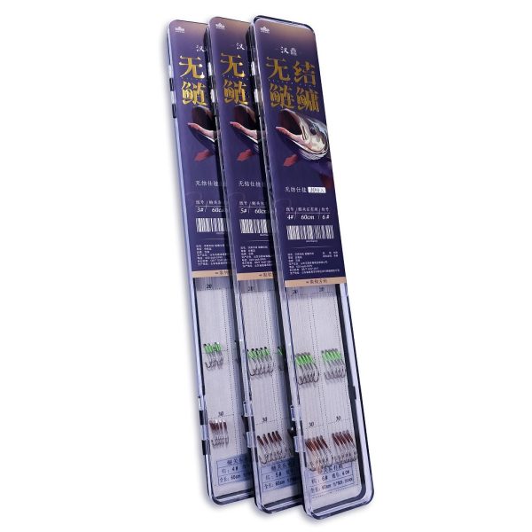 Handing Spade End, Barbed Pre-tied Whip Rod Amur Hook 3 10pcs