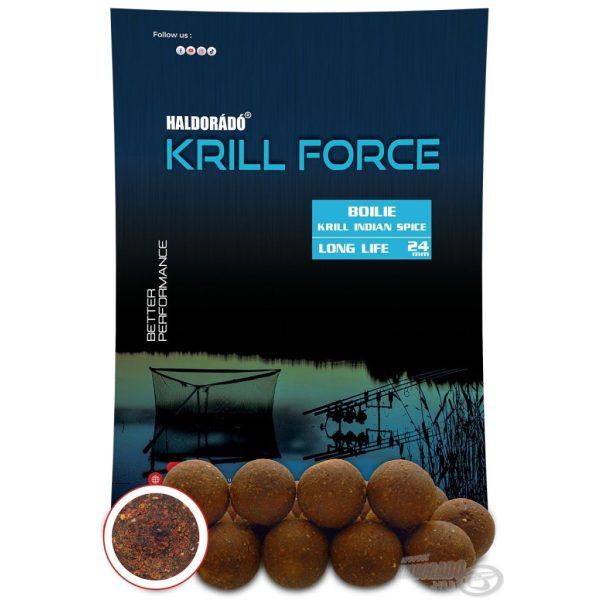 Haldorádó Krill Force Boilie Long Life 24mm Krill Indian Spice Feeding Boilie 700gr