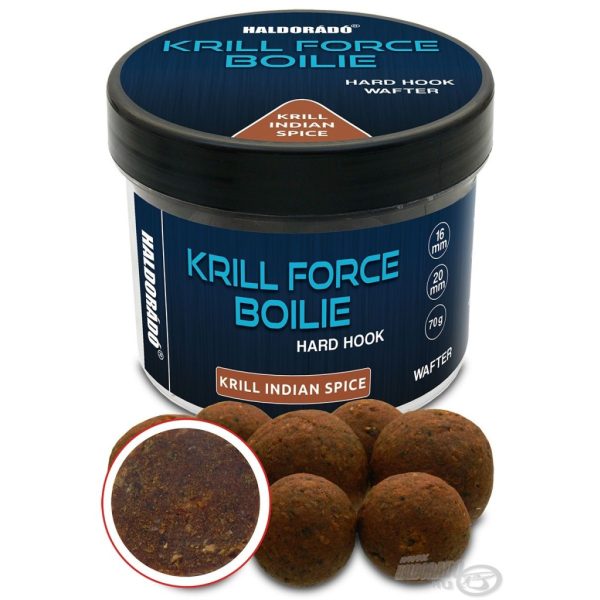 Haldorádó Krill Force Boilie Hard Hook Wafter 16, 20 mm Krill Indian Spice Bait Boilie 70gr