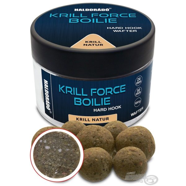 Haldorádó Krill Force Boilie Hard Hook Wafter 24, 30 mm Krill Natur Bait Boilie 100gr