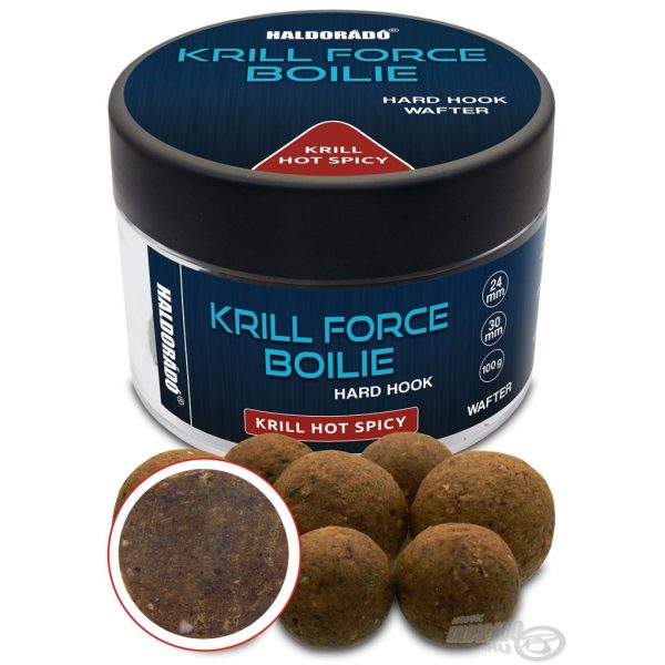 Haldorádó Krill Force Boilie Hard Hook Wafter 24, 30 mm Krill Hot Spicy Bait Boilie 100gr