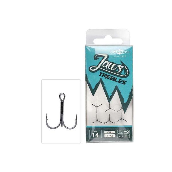 Mikado Jaws Treble Hook 10 Eyed Barbed Treble Predator Hook 7pcs