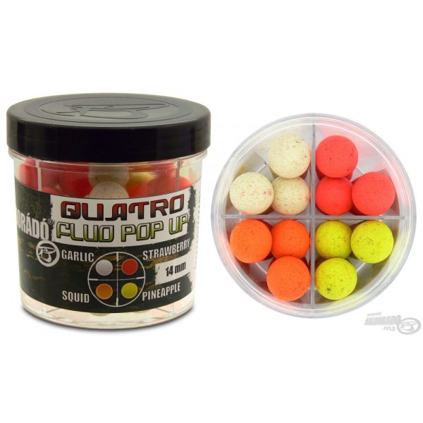Haldorádó Quatro Fluo Pop Up Boilies 14 mm / 4 flavours in a box