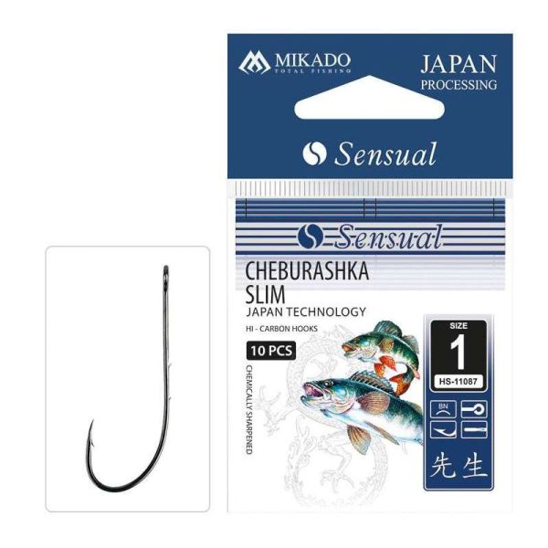 Mikado Cheburashka Slim 2/0 Ear Bearded Bearded Single Spined Predator Hook 8pcs