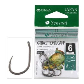   Mikado Xtra Strong Carp 10 Eyed, Barbed Carp Fishing Hook 10 pcs
