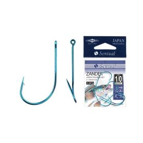   Mikado Sensual Zander 1/0 Blue Eyed Barbed Single Zander Hook 5 pcs