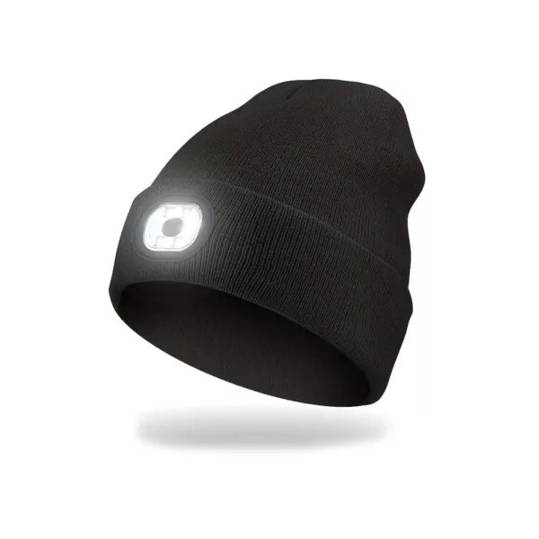 EnergoTeam Knitted Beanie with Rechargeable LED Lamp Black