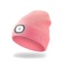 EnergoTeam Knitted Beanie with Rechargeable LED Lamp Pink